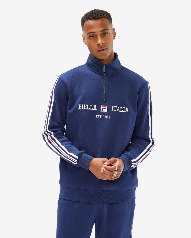 New Navy Fila Outlets Hombre Aemero Qtr Zip