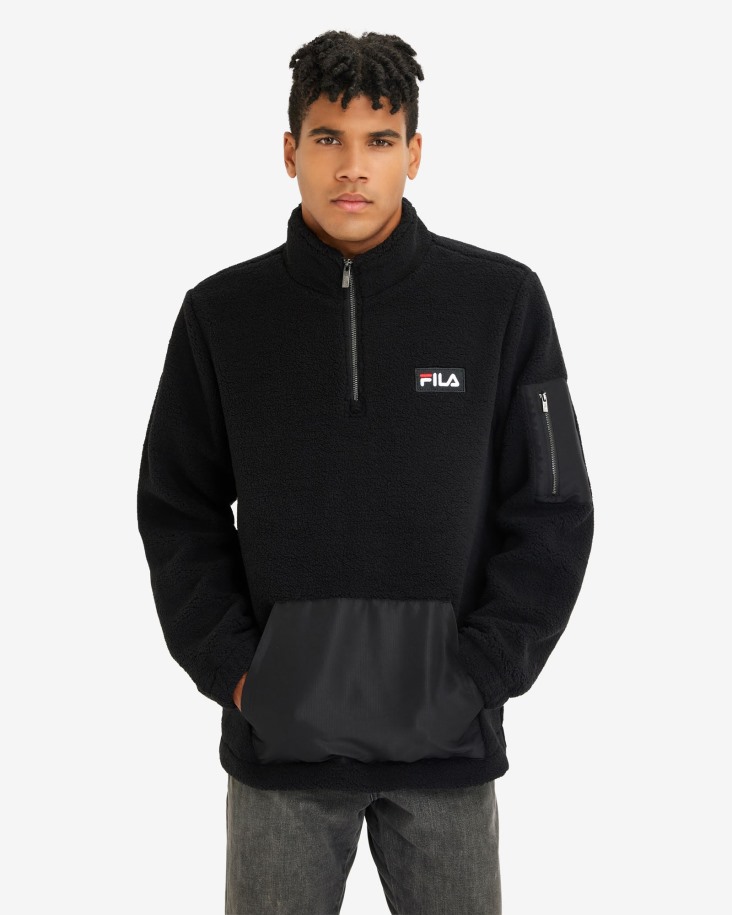 Fila Outlets Negro Hombres Cole Teddy Qtr Zip