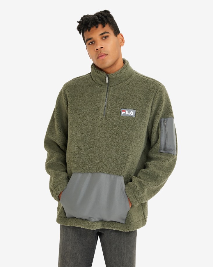 Hombre Cole Teddy Qtr Zip Caqui Fila Outlet