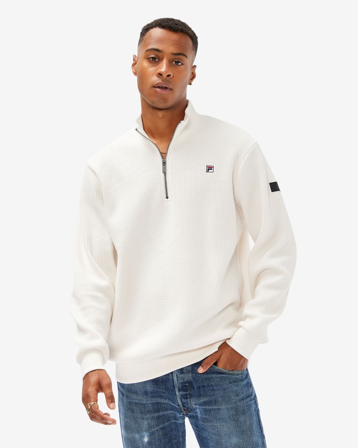 Fila Outlets Men's Badge 2.0 Qtr Zip Crema De Coco