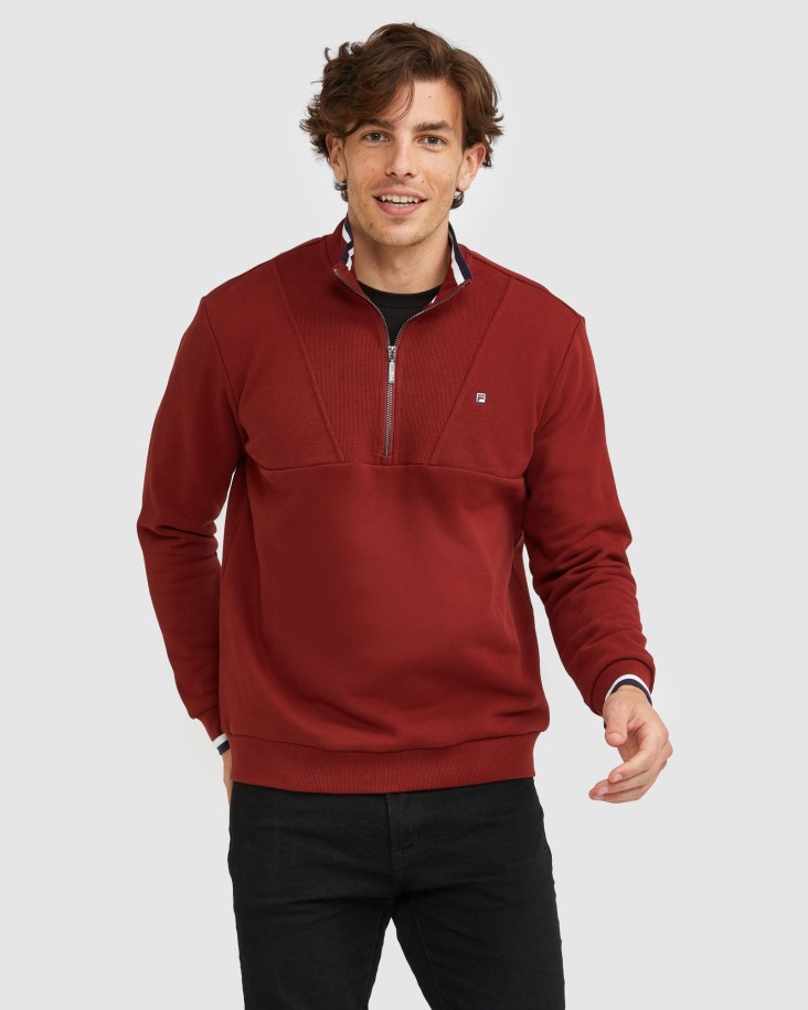 Insignia De Hombre Qtr Zip Fila Outlets Ladrillo