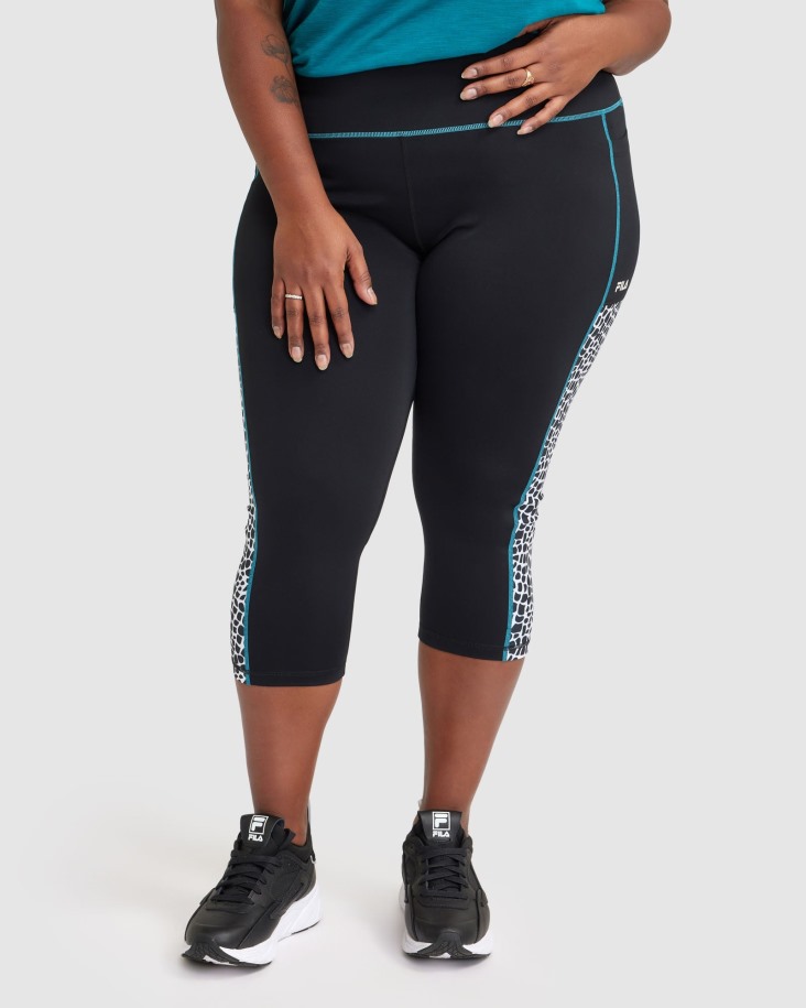 Mallas Mujer Rebecca 3/4 Negras Fila Outlet