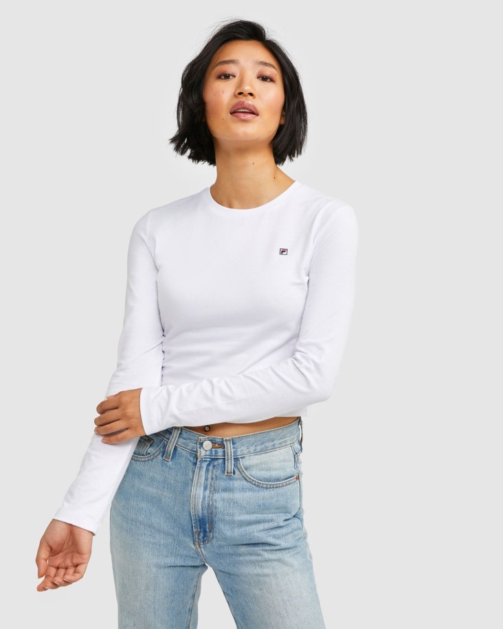 Camiseta De Mujer Badge L/s Blanco Fila Outlet