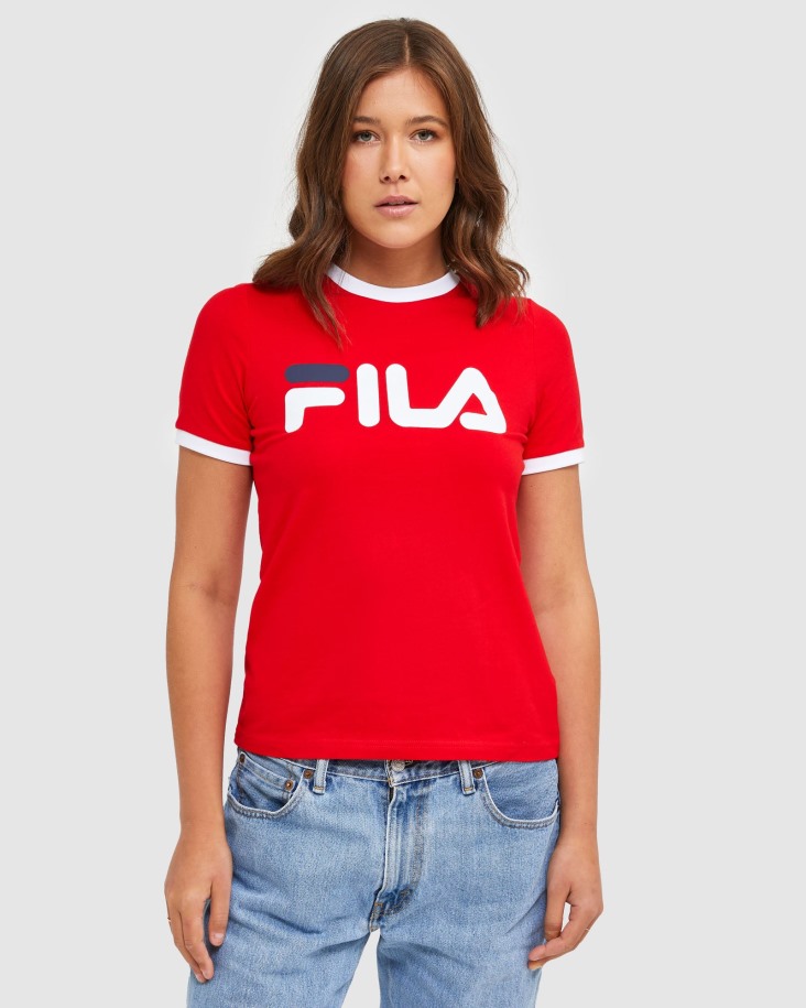 Fila Outlets Camiseta Roja Clásica Para Mujer