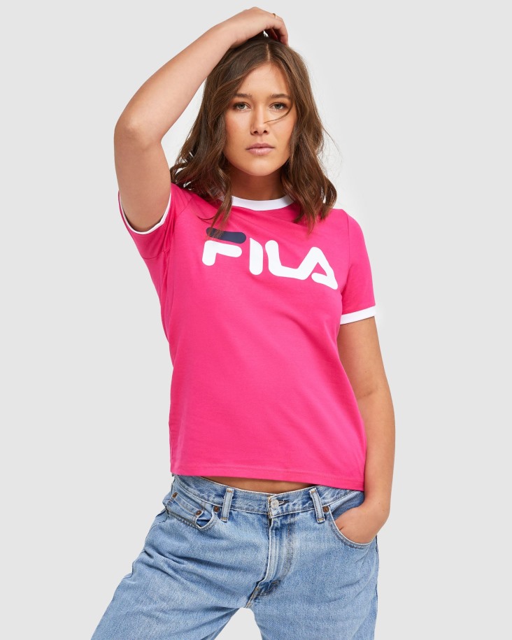 Camiseta Clásica Mujer Ringer Beetroot Fila Outlet