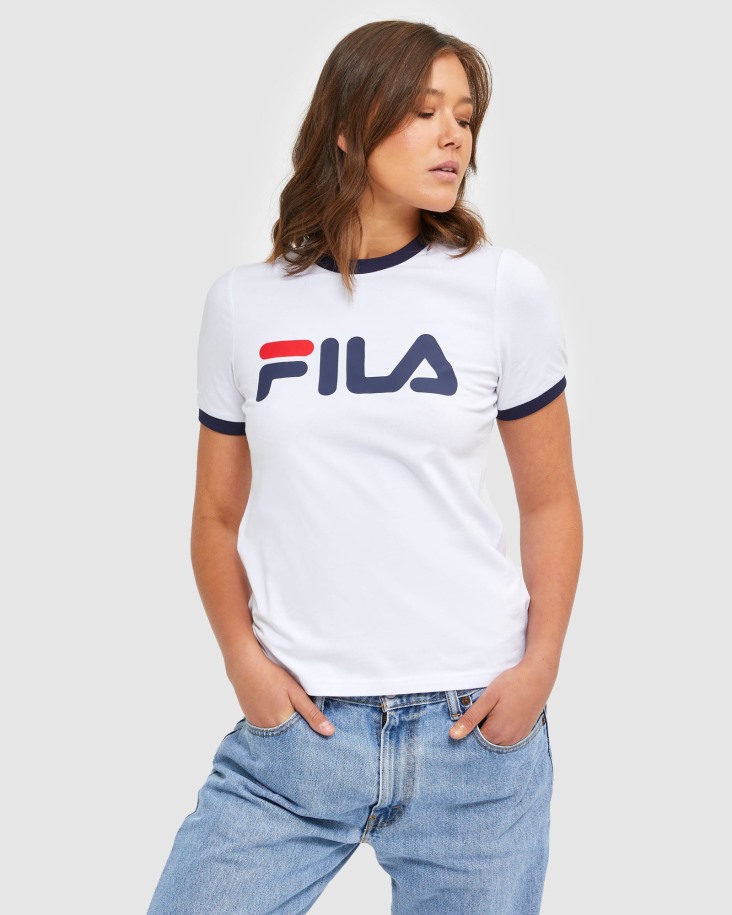 Fila Outlets Camiseta Blanca Clásica Mujer Ringer