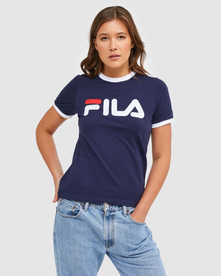 Fila Outlets New Navy Classic Camiseta Mujer Ringer