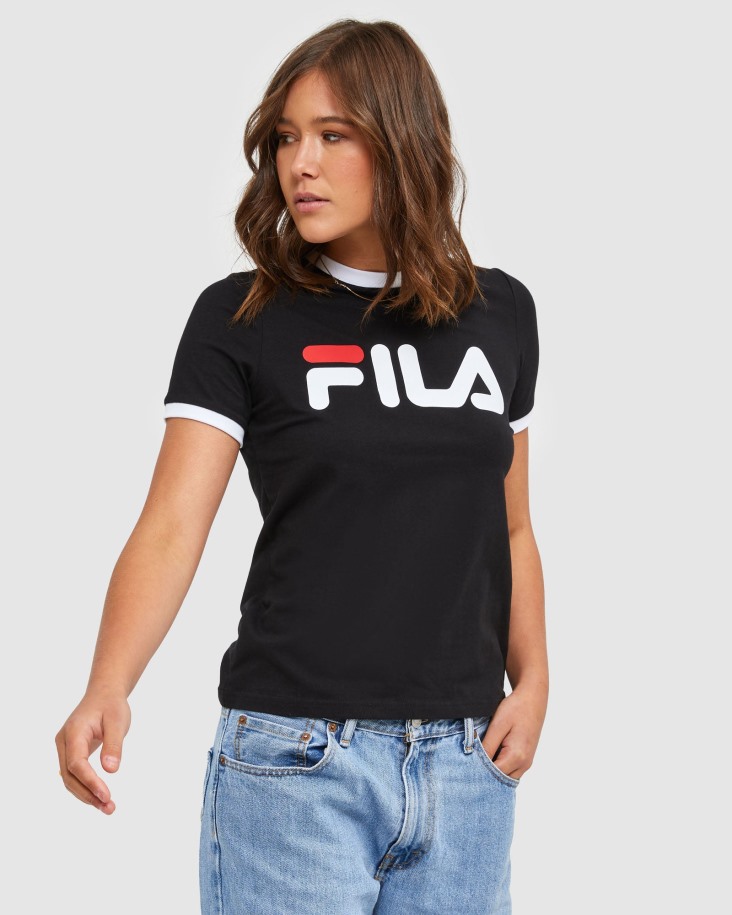 Camiseta Clásica Mujer Ringer Negra Fila Outlet