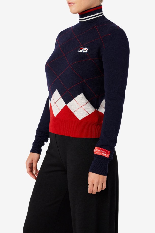 Jersey De Cuello Alto Fila Outlets Azul Marino/blanco/rojo