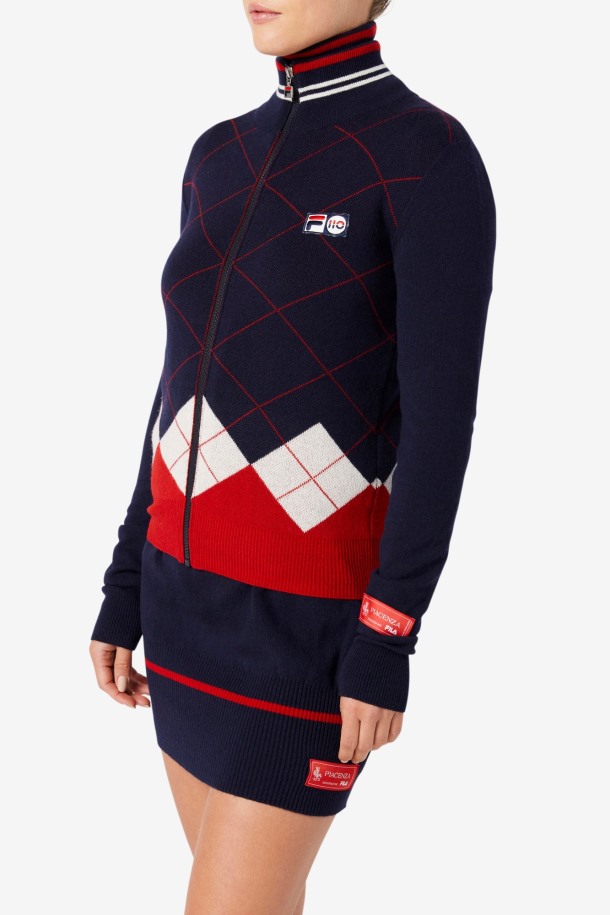 Jersey Con Cremallera Completa Azul Marino/blanco/rojo Fila Outlet