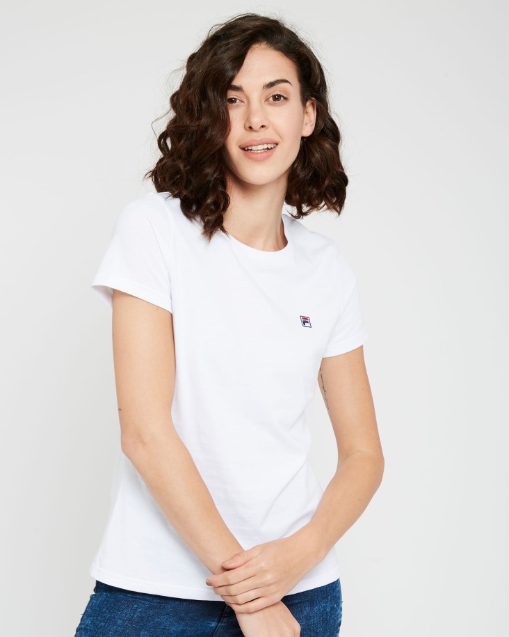 Camiseta De Mujer Con Logo De Volara Fila Outlets Blanco