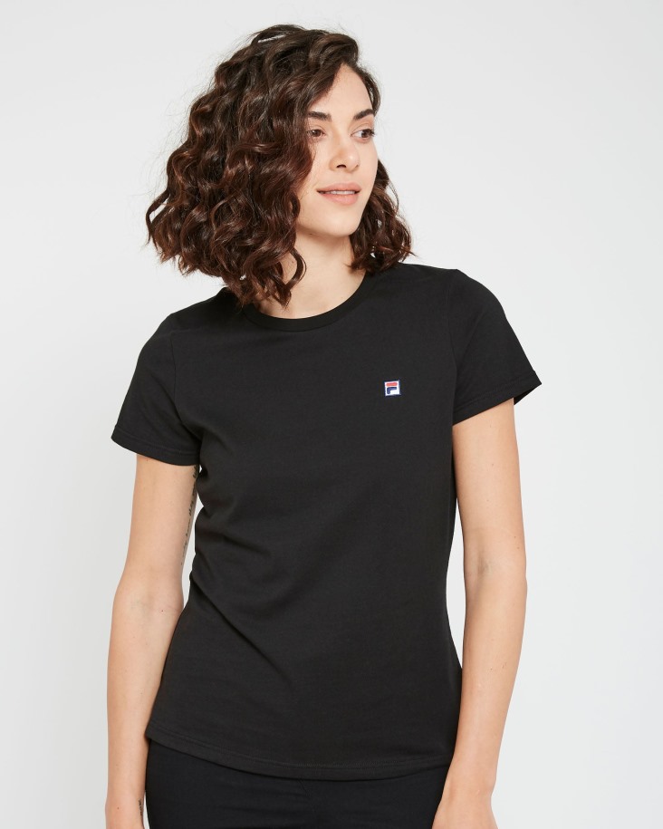 Fila Outlets - Camiseta Negra Con Insignia De Volara Para Mujer