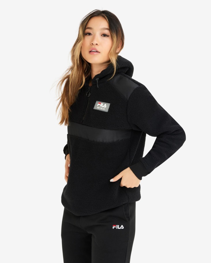 Fila Mujer Janet Teddy Qtr Zip Negro