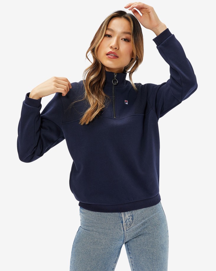 Fila Outlets Mujer Insignia Qtr Zip Azul Marino