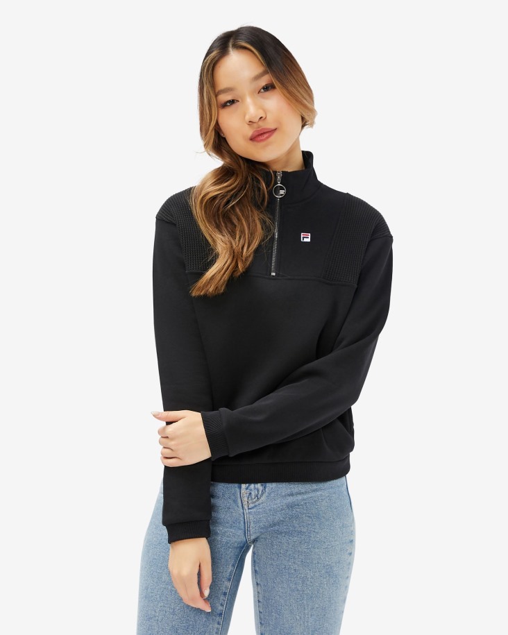 Mujer Badge Qtr Zip Fila Outlets Negro