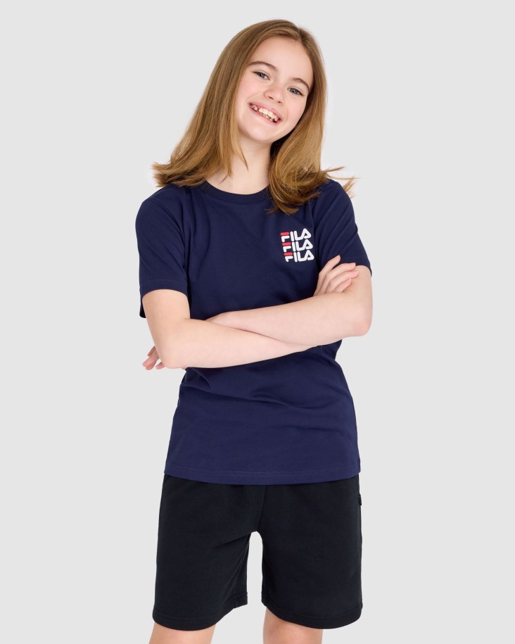 Fila Outlets Nueva Camiseta Ripley Azul Marino Para Niños
