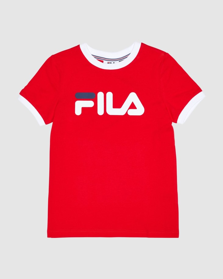 Camiseta Clásica Niña Ringer Roja Fila Outlet