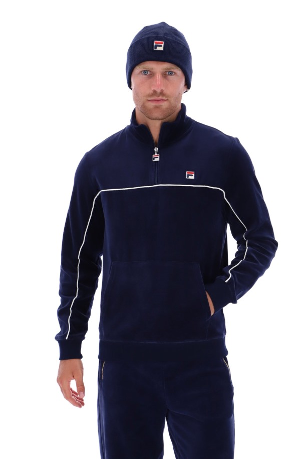 Fila Outlets Duke Terciopelo 1/4 Zip Con Ribetes
